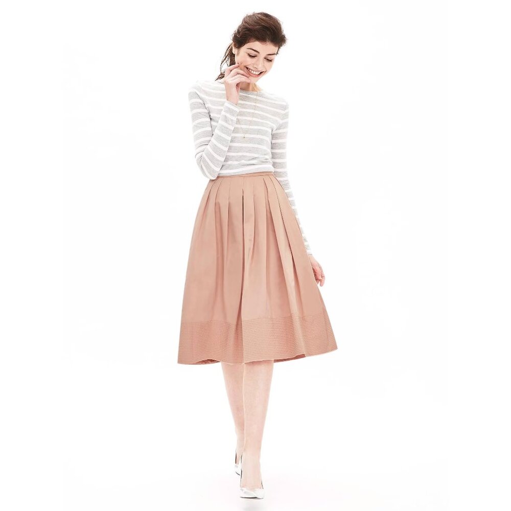 Banana Republic Taffeta Midi Skirt, 6, Lined, pockets, hem trim, so cute!